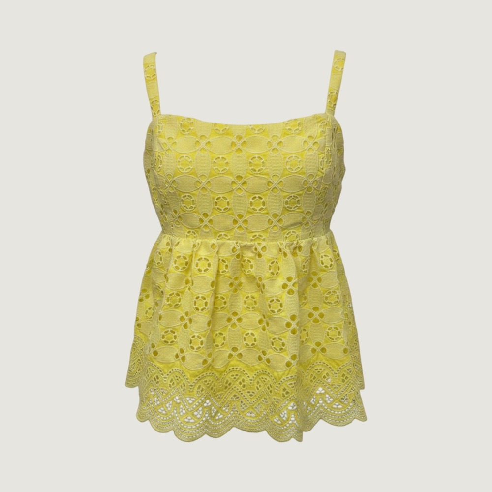 Lilly Pulitzer Michela Eyelet Cami Bauble Yellow Shellegant Top Size 12 NWT‎